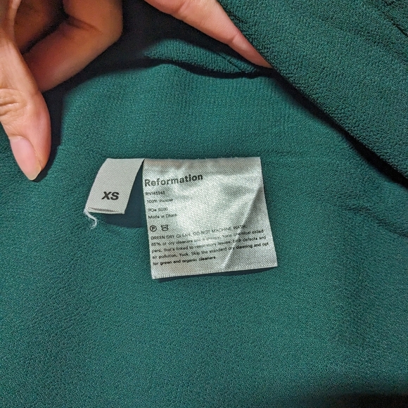 Reformation Green Midi Dress Wrap Mallory Dress Emerald Green XS - Picture 9 of 10